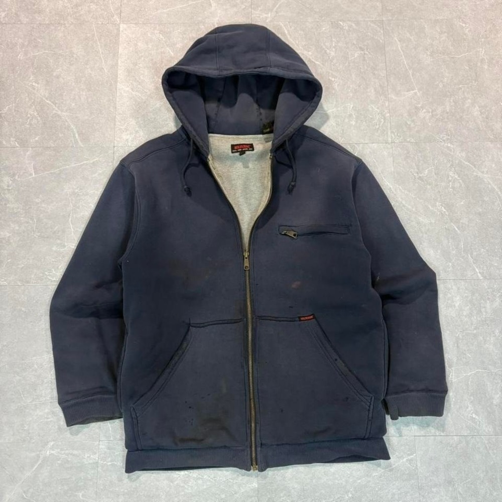 Navy blue faded vintage Wolverine zip up hoodie‎ Size M #workwear